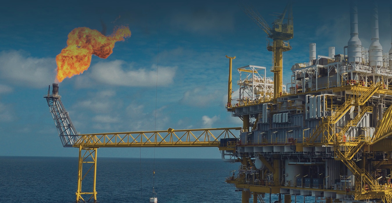 Industrial oil and gas facility interior